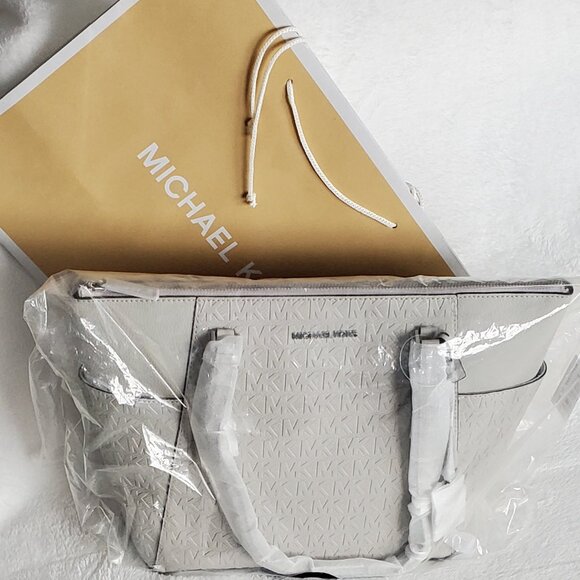 NWT- Michael Kors "Charlotte" Monogram Tote Bag  Color: Aluminum W/Dust Bag - Picture 11 of 11